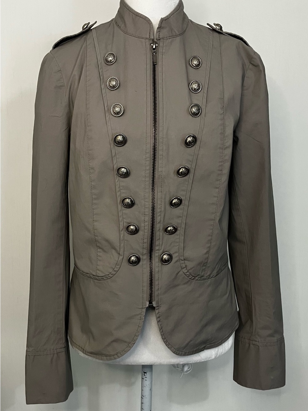 INC International Concepts Olive Military-Style Zip Jacket